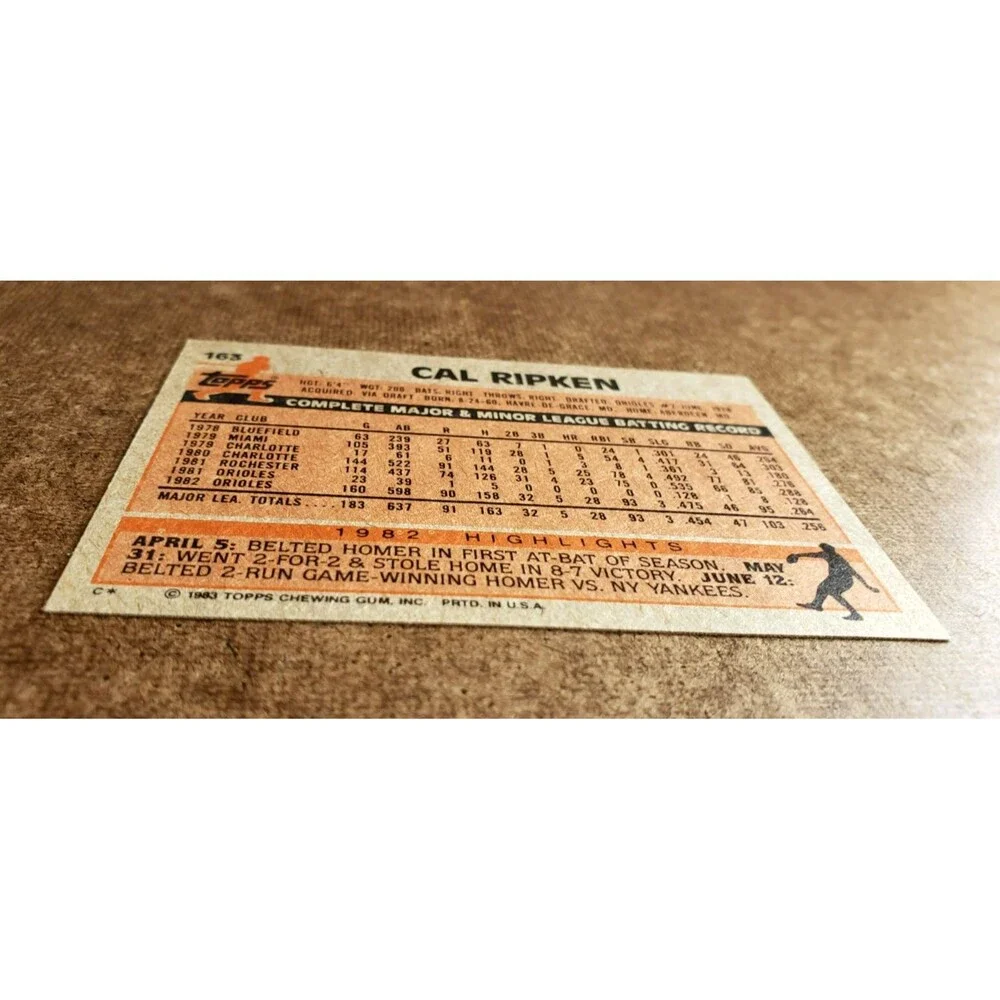 VTG 1983 Topps CAL RIPKEN JR. MLB Baseball #163 2nd YEAR Baltimore ORIOLES H.O.F